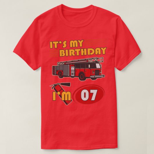 Zeven jaar oud: mijn 'Birthday Fire Truck' 7 jaar T-shirt (Design voorkant)