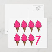 Zeven jaar oude Meisjes Verjaardag Schattige Roze Briefkaart (Voorkant / Achterkant)