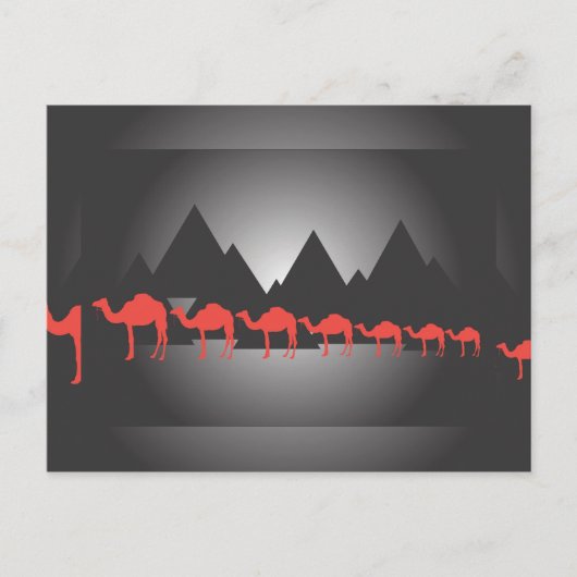 Zeven kamelen, zeven kamelen briefkaart (Voorkant)