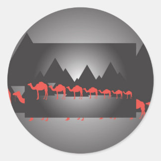 Zeven kamelen, zeven kamelen ronde sticker