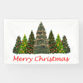 Zeven kerstbomen, vrolijk kerstfeest spandoek (Horizontaal)