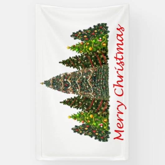 Zeven kerstbomen, vrolijk kerstfeest spandoek (Verticaal)