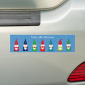 Zeven kerstgnomen op Light Blue Bumpersticker (Op auto)