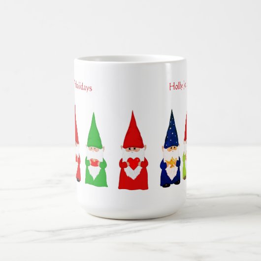 Zeven kerstgnomen op wit koffiemok (Center)