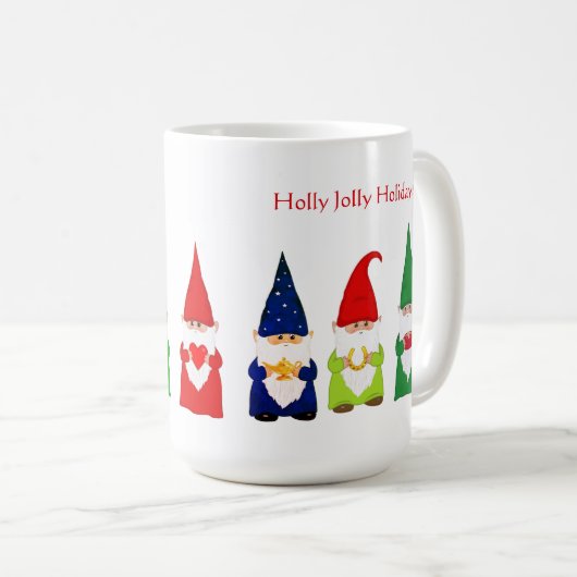 Zeven kerstgnomen op wit koffiemok (Voorkant rechts)