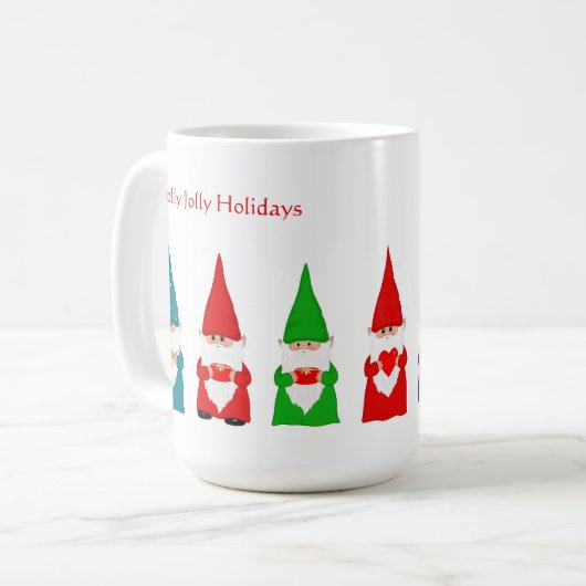 Zeven kerstgnomen op wit koffiemok (Voorkant links)