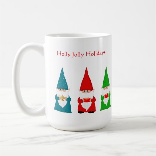 Zeven kerstgnomen op wit koffiemok (Links)