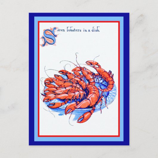 Zeven kreeften briefkaart (Voorkant)