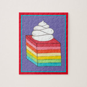 Zeven laagse regenboog Gelatine Salad Dessert Legpuzzel