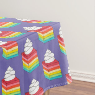 Zeven laagse regenboog Gelatine Salad Dessert Tafelkleed