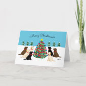 Zeven labradors en kerstboom feestdagen kaart (Voorkant)