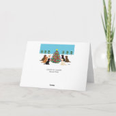 Zeven labradors en kerstboom feestdagen kaart (Achterkant)