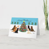 Zeven labradors en kerstboom feestdagen kaart (Voorkant)