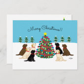 Zeven labradors en kerstboom feestdagenkaart (Voorkant / Achterkant)