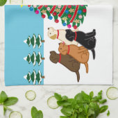 Zeven labradors en kerstboom theedoek (Gevouwen)