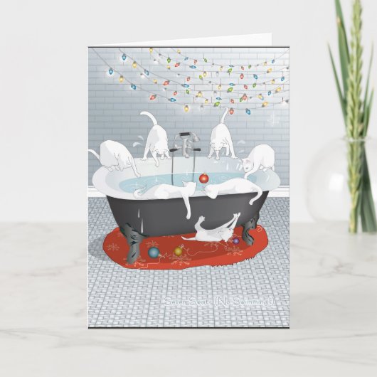 Zeven Meppen, Geen het Zwemmen! Vakantie Feestdagen Kaart (Voorkant)