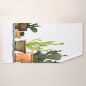 Zeven met de hand getrokken groene waterverf cactu badhanddoek (Badhanddoek)