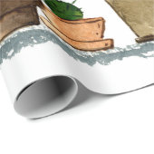 Zeven met de hand getrokken groene waterverf cactu cadeaupapier (Rol Hoek)