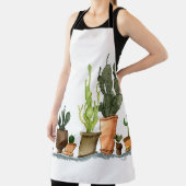 Zeven met de hand getrokken groene waterverf cactu schort (Insitu)