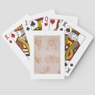 Zeven onderzoeken met Grotesque Faces (rode krijt Pokerkaarten