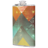 Zeven Oranje Abstracte Techno-driehoeken Heupfles (Links)