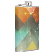 Zeven Oranje Abstracte Techno-driehoeken Heupfles (Rechts)