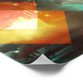 Zeven Oranje Abstracte Techno-driehoeken Poster (Hoek)