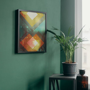 Zeven Oranje Abstracte Techno-driehoeken Poster