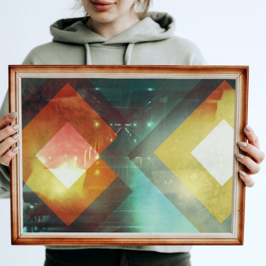 Zeven Oranje Abstracte Techno-driehoeken Poster