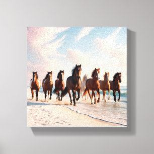 zeven paarden canvas afdruk