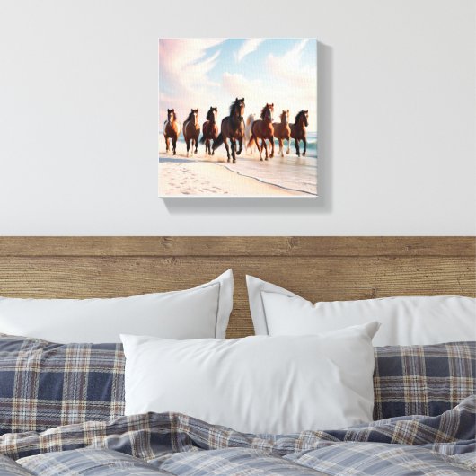 zeven paarden canvas afdruk (Insitu (Slaapkamer))
