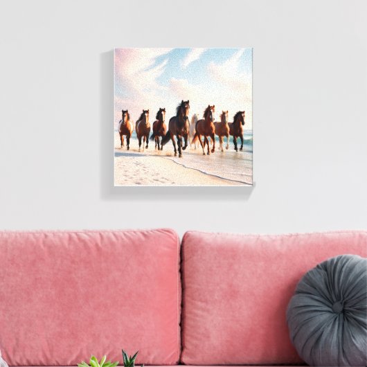 zeven paarden canvas afdruk (Insitu (Woonkamer))