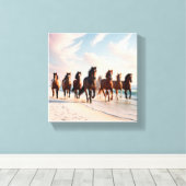 zeven paarden canvas afdruk (Insitu (Houten vloer))