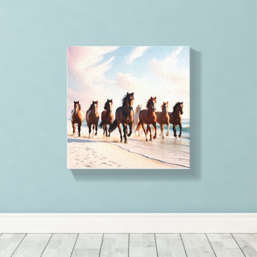 zeven paarden canvas afdruk (Insitu (Houten vloer))