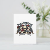 Zeven Pistolen Rozen Ace Spades Gambling Briefkaart (Staand voorkant)