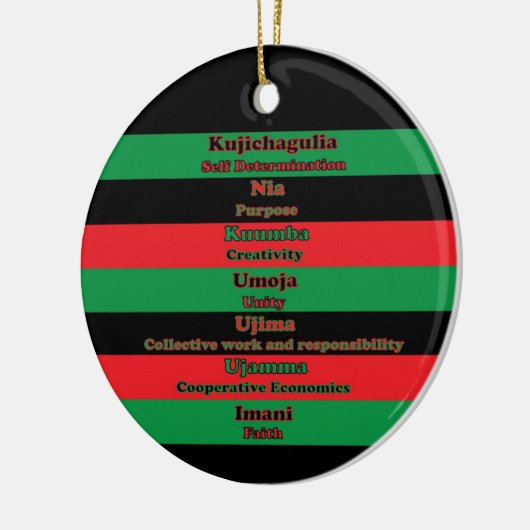 Zeven principes Kwanzaa rood zwart groen Keramisch Ornament (Links)