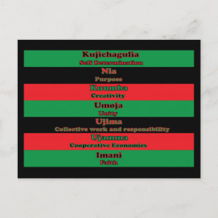 Zeven principes van Kwanzaa Black Red Green Briefkaart