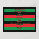 Zeven principes van Kwanzaa Black Red Green Briefkaart (Voorkant)
