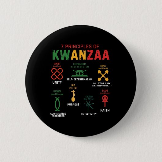 Zeven principes van Kwanzaa Happy Kwanzaa 3 Ronde Button 5,7 Cm (Voorkant)