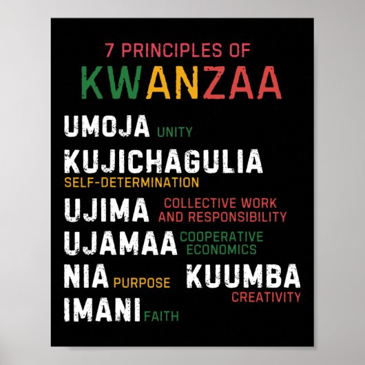 Zeven principes van Kwanzaa Happy Kwanzaa Poster (Voorkant)