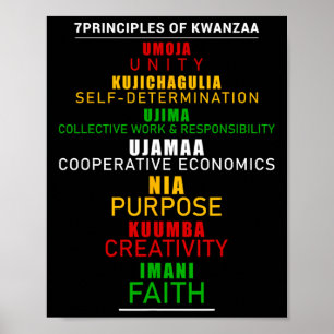 Zeven principes van Kwanzaa Kerstmis Afro-Amerika Poster