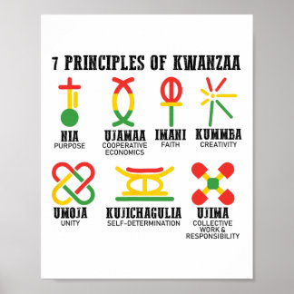 Zeven principes van Kwanzaa Trotse Afro-Amerikaan Poster