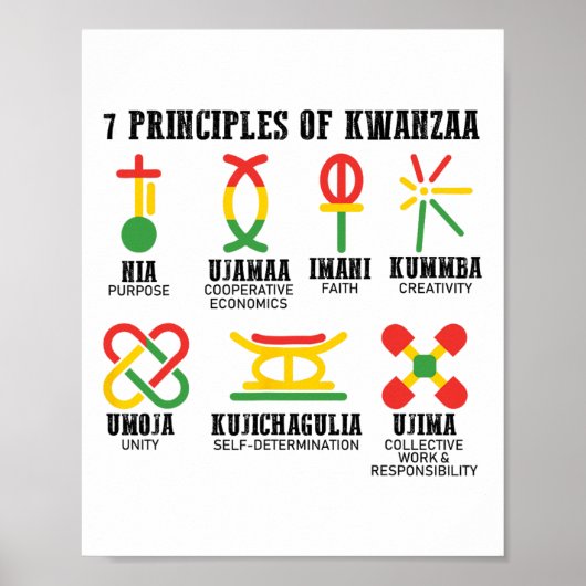 Zeven principes van Kwanzaa Trotse Afro-Amerikaan Poster (Voorkant)