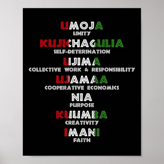 Zeven principes van Kwanzaa Trotse Afro-Amerikaan Poster (Voorkant)