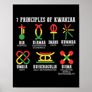 Zeven principes van Kwanzaa Trotse Afro-Amerikaan Poster