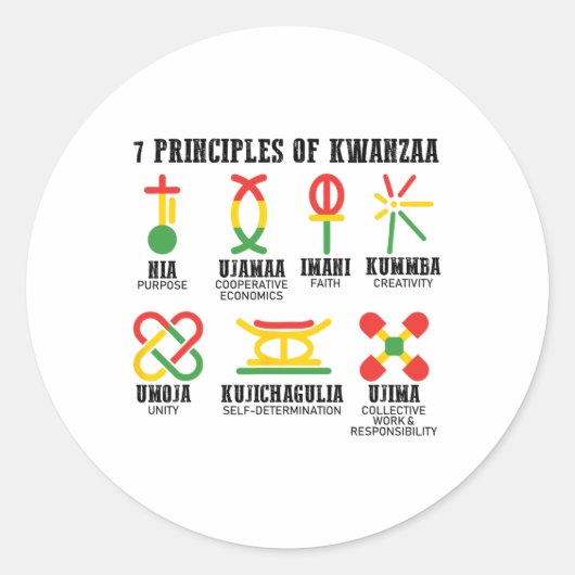 Zeven principes van Kwanzaa Trotse Afro-Amerikaan Ronde Sticker (Voorkant)