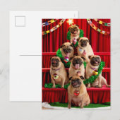 Zeven Pugs-a-Poze Uitnodiging Briefkaart (Voorkant / Achterkant)