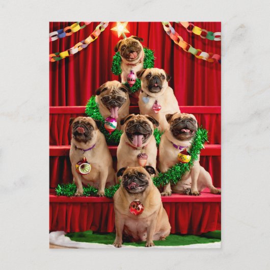 Zeven Pugs-a-Poze Uitnodiging Briefkaart (Voorkant)