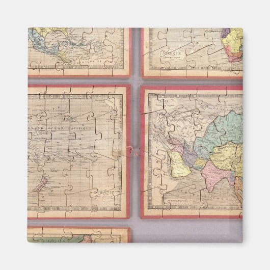 Zeven puzzelkaarten van de wereld magneet (Voorkant)