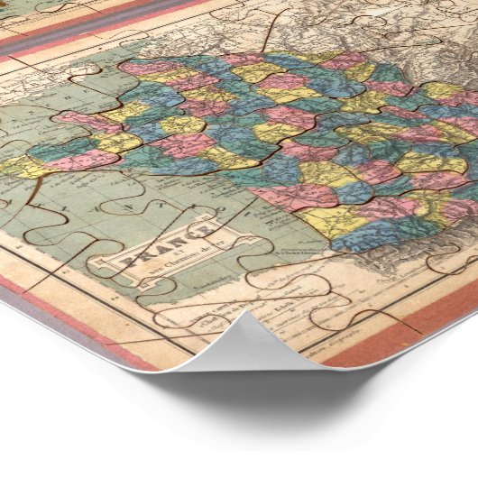 Zeven puzzelkaarten van de wereld poster (Hoek)